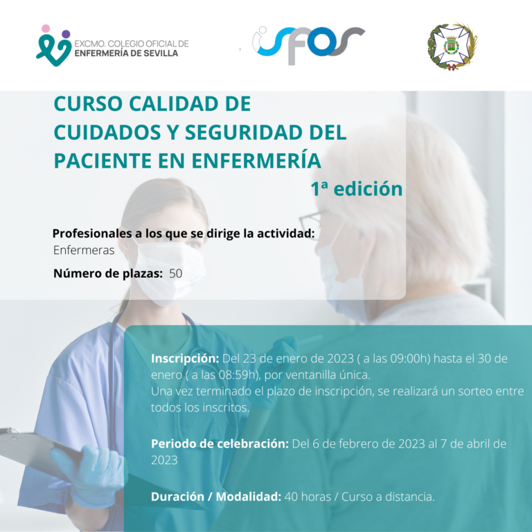 CURSO "CALIDAD DE CUIDADOS Y SEGURIDAD DEL PACIENTE EN ENFERMERÍA" (1ª ...